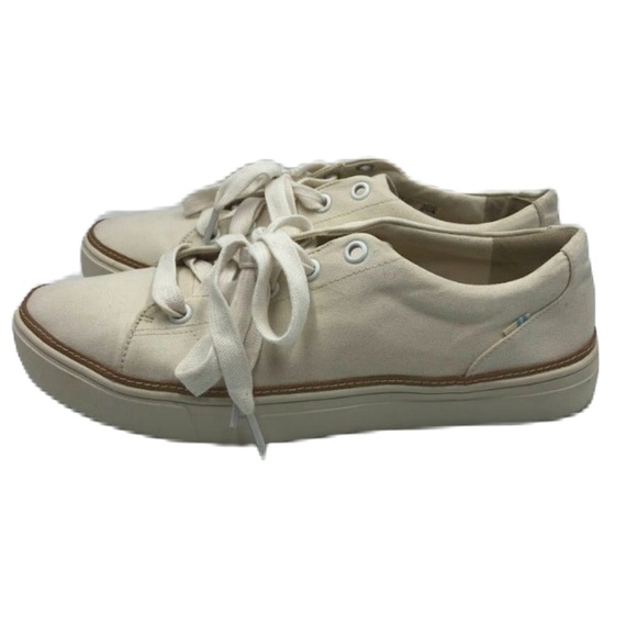 Toms Shoes - Tom's Women's Off White Canvas Sneakers Lace Up Size US 12 Everyday Casual